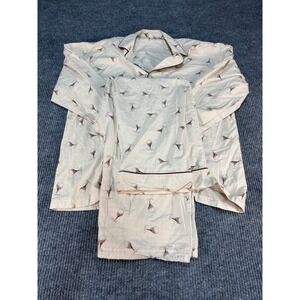 BedHead Pajamas Mens Large 2 Piece Set Golf Ball Print Cotton Sleepwear Cream